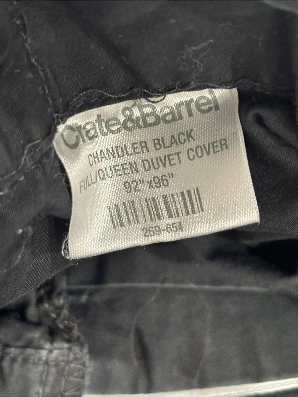 CRATE & BARREL 100% Cotton Black White Details CHANDLER Duvet Cover Full/Queen.